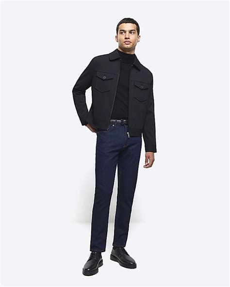 Dark Blue Slim Fit Jeans River Island