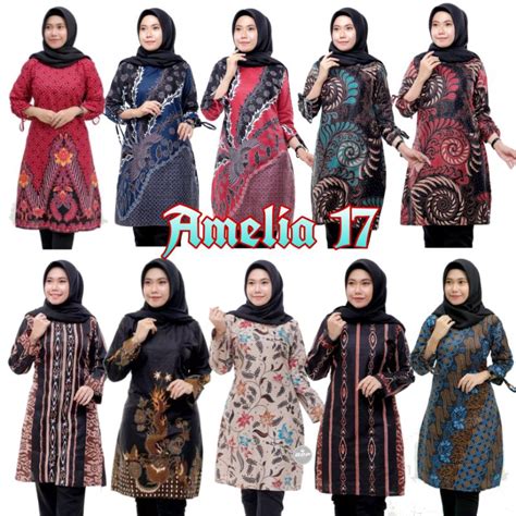 Jual Model Baju Batik Wanita Terbaru 2022 Atasan Lengan Panjang Tunik