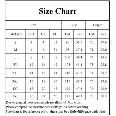 Blouse Size Chart For Women