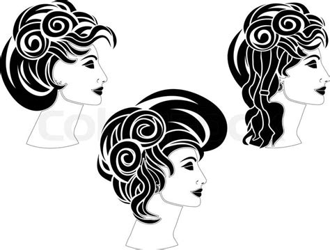 Set Of Hairstyles Vector Illustration Stock Vector Colourbox