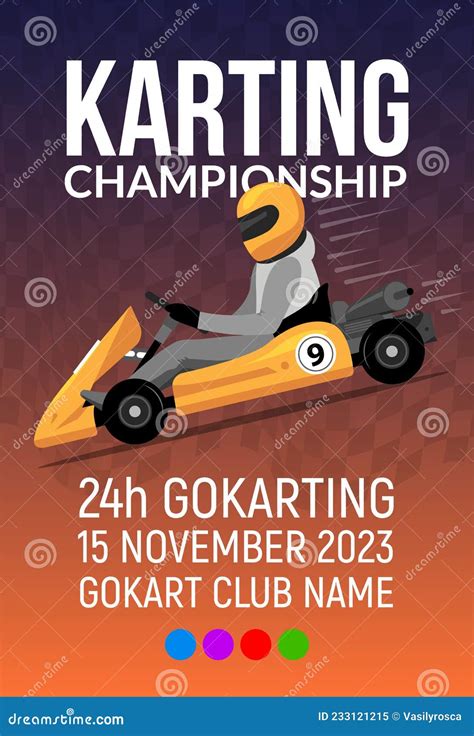 Go Kart Race Background Poster Karting Race Car Cartoon Helmet Driver