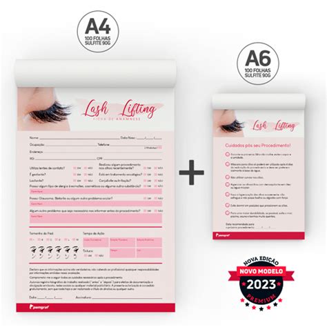 Kit Ficha Anamnese De Lash Lifting Bloco Cuidadados