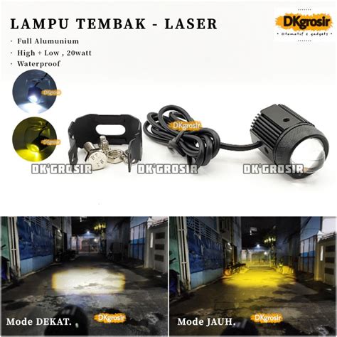 Jual Lampu Tembak Laser Foglamp Superbright Mini Cahaya Putih Kuning