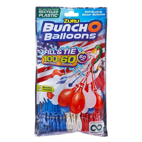 Bunch O Balloons 100 Red White And Blue Rapid Filling Self Sealing