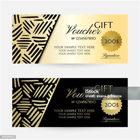 Gold Ink Lines T Vouchers Template Collection Stock Illustration