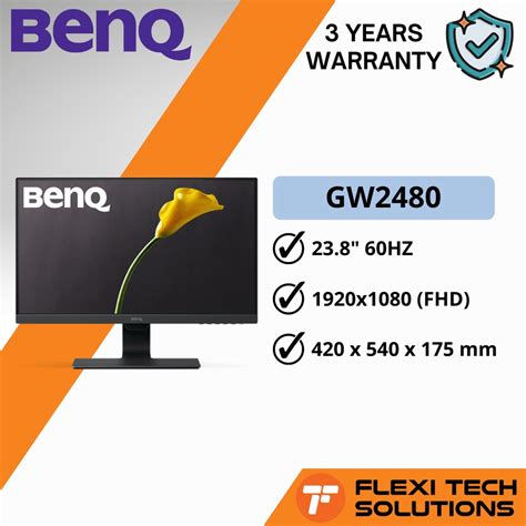 Benq Gw2480 Fhd Monitor Stylish Monitor With 238 Inch 1920×1080 60hz Flexi Tech