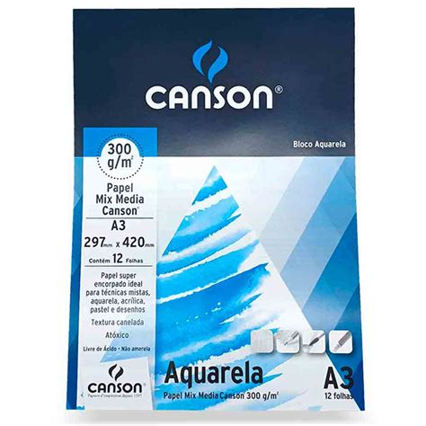 Bloco Para Aquarela Mix Media C Folhas A Canson G