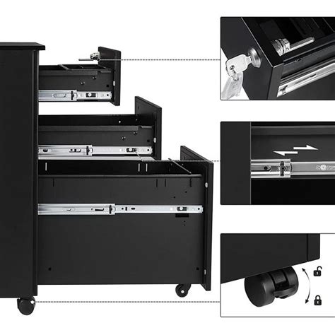 SONGMICS Rollcontainer mit Rollen und Schloss schwarz OFC031B01 günstig