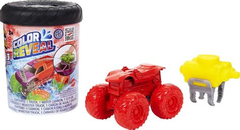 Hot Wheels Monster Trucks Color Reveal Truck 1 64 Scale Color Shifting Toy Truck With 2 Cups