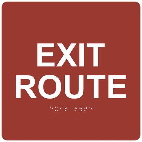 ADA Exit Route Braille Sign RRE 660 WHTonCanyon Enter Exit