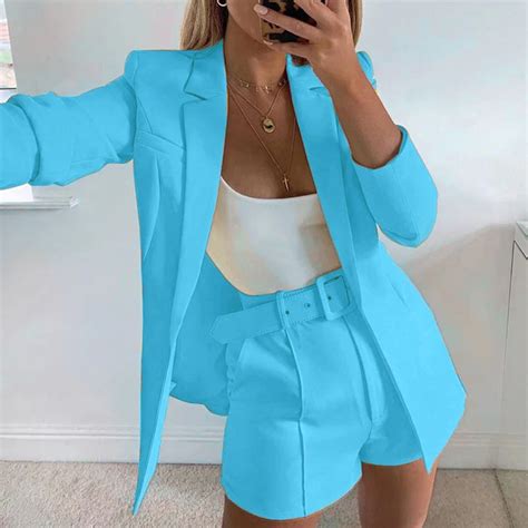 Two Piece Blazer Suit Women Office Sets Autumn Long Sleeve Cardigan