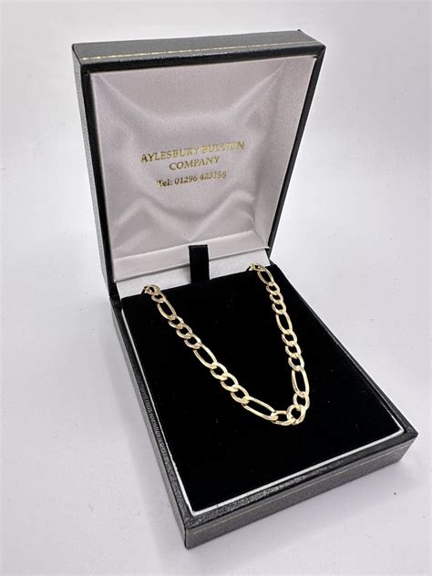 Sterling silver gold plated figaro chain - Aylesbury Bullion