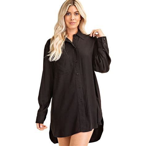 Glam Women S Black Oversized Button Shirt