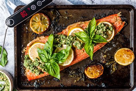 Classic Baked Pesto Salmon Thermopro Recipes