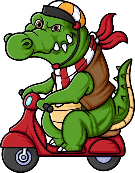 Big Crocodile Riding Scooter Cartoon 24612208 Vector Art at Vecteezy