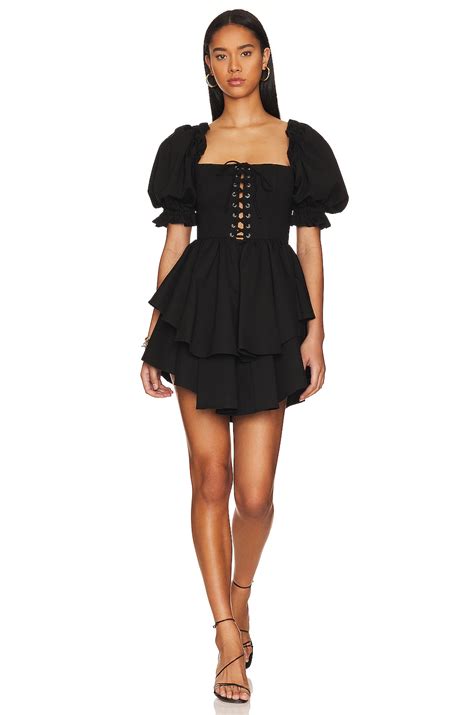 Selkie The Lace Up Party Dress In Caviar Revolve