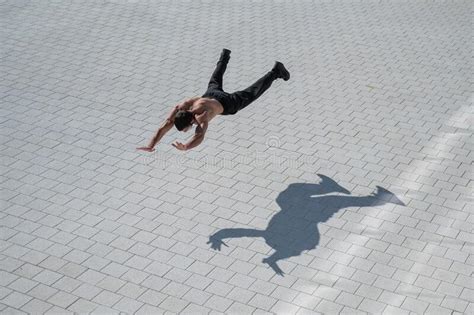 A Man Doing Push Ups With Flying Outdoors Stock Photo Image Of Sport