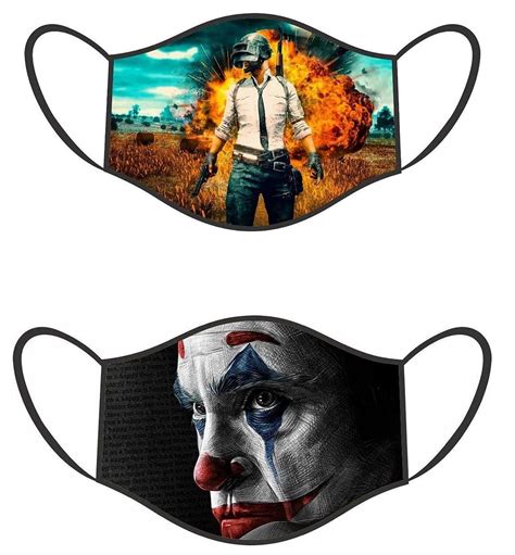 Pubg Design With Joker Multicolor Digital Print Anti Pollution Soft Cloth Face Mask For Boys And