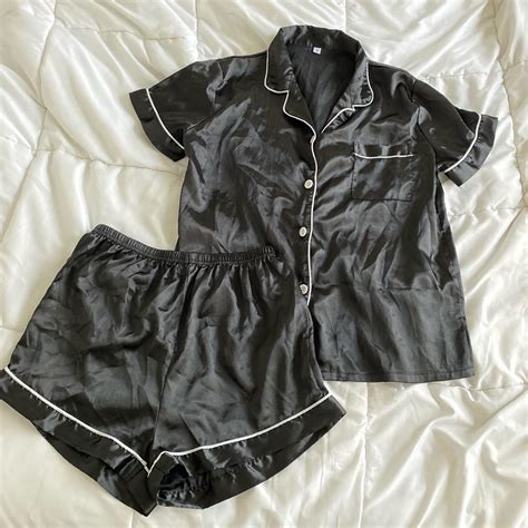 Cute Black Satin Pajama Set 🖤 •super Comfy Depop