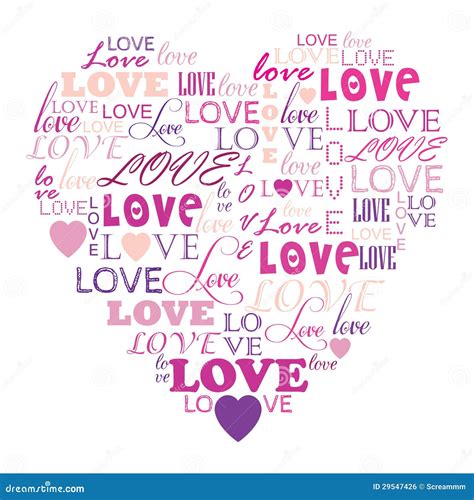 Love In Word Collage Composed In Heart Shape Royalty Free Stock Image