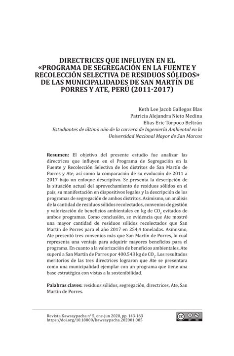 Pdf Directrices Que Influyen En El Programa De Segregaci N En La