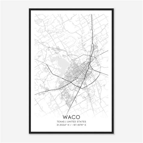 Waco Texas Map Poster Modern Home Decor Wall Art Print Custom Maps And Posters