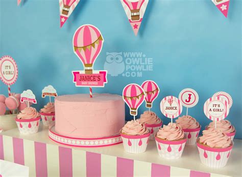 Hot Air Balloon Pink Baby Shower Party Printable Package Etsy