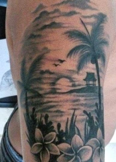 75 Beach Tattoos For Men Serene Sandy Shore Designs Beach Tattoo