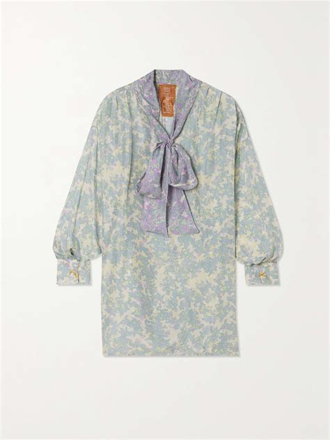 Yvonne S Net Sustain Pussy Bow Printed Silk Blouse Net A Porter