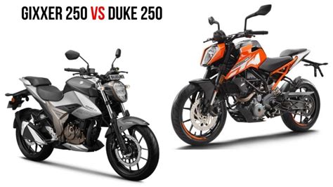 Suzuki Gixxer 250 Vs KTM Duke 250 Specs Comparison