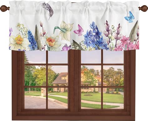 Amazon Yokou Kitchen Curtains Valances Spring Floral Flowers Pink