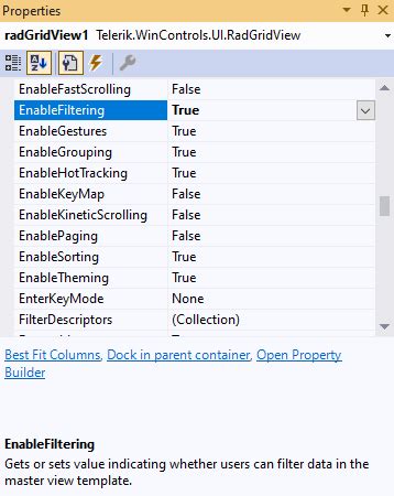 Getting Started Filter View Telerik UI For WinForms