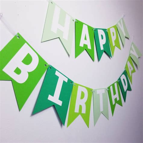 Happy Birthday Banner Green Banner Green Ombre Banner Summer Banner ...