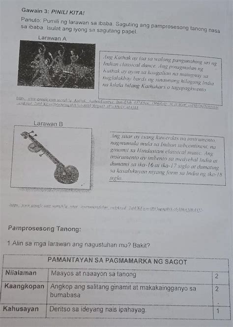 Gawain 3 PINILI KITA Panuto Pumili Ng Larawan Sa Ibaba Saguting Ang