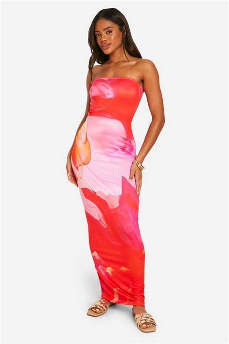 Super Soft Bandeau Tie Dye Maxi Dress Boohoo Uk