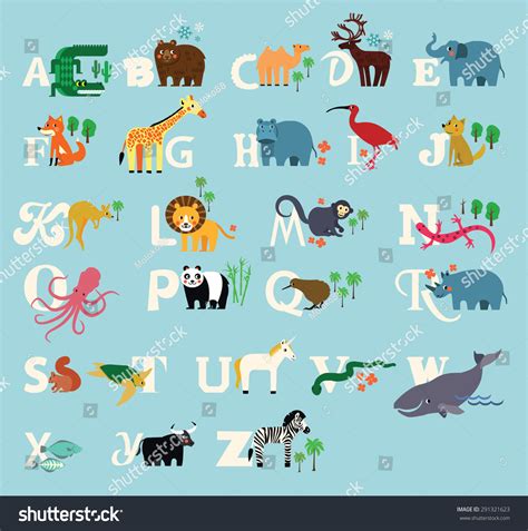 Animal Alphabet Zoo Alphabet Stock Vector Illustration 291321623