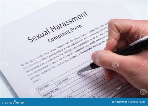 Human Hand Filling Sexual Harassment Complaint Form Stock Image Image