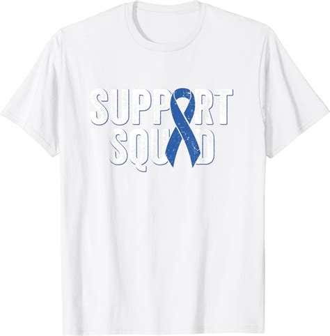 Colon Cancer Support Squad Blue Colorectal Awareness Ribbon T Shirt