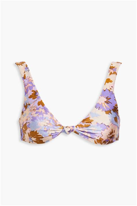 ZIMMERMANN Knotted Printed Bikini Top THE OUTNET