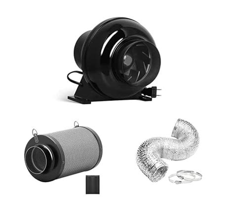 Ipower 4 Inch 230 Cfm Inline Fan Air Carbon Filter And 8 Feet Ducting Circulation Vent Blower