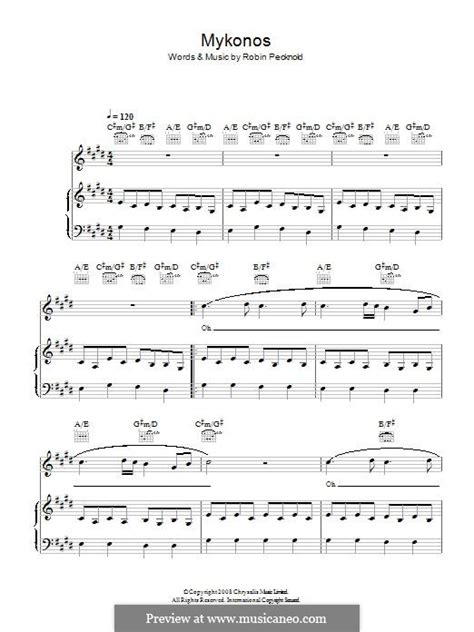 Mykonos (Fleet Foxes) by R. Pecknold - sheet music on MusicaNeo