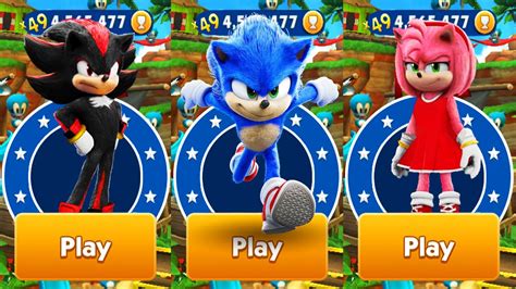 Sonic Dash Movie Sonic Vs Movie Shadow Vs Movie Amy All Characters