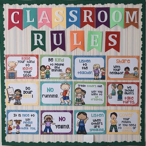 15pcsset Classroom Rules Kindergarten Wall Decoration English Poster A4 Plastic Seal Big Cards