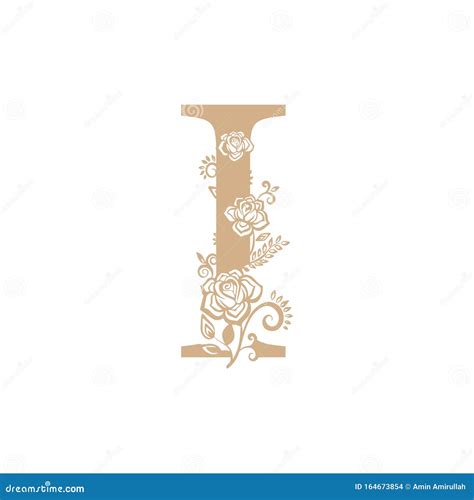 Vector Illustration Flower Initial I Letter Luxury Beauty Flourishes