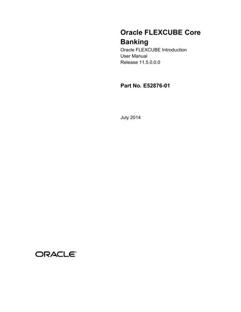 Oracle FLEXCUBE Introduction User Manual