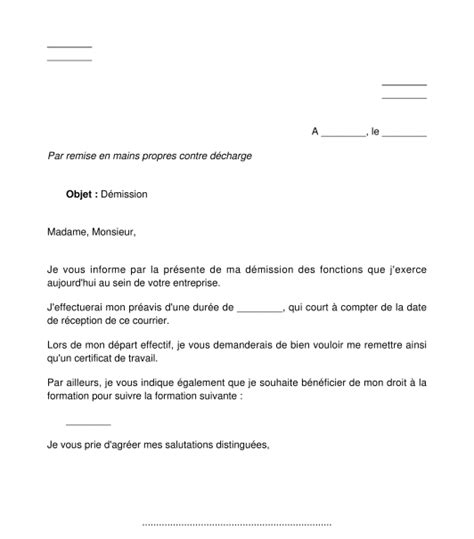 Exemple De Courrier Remis En Main Propre