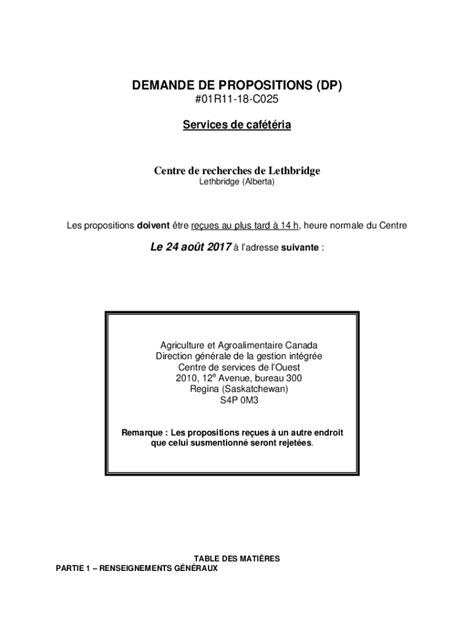 Fillable Online Buyandsell Gc Ca Cds PublicDEMANDE DE PROPOSITIONS DP