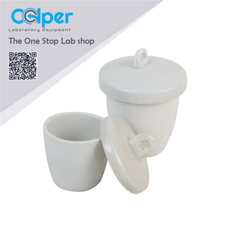 porcelain crucible  lid high temp lab ware colper