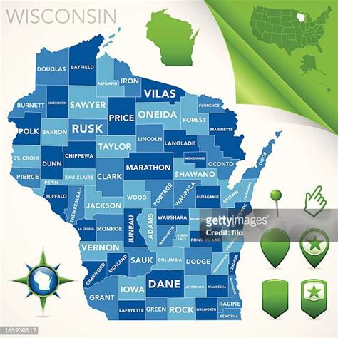 19 Wisconsin Counties Map Stock Photos, High-Res Pictures, and Images ...