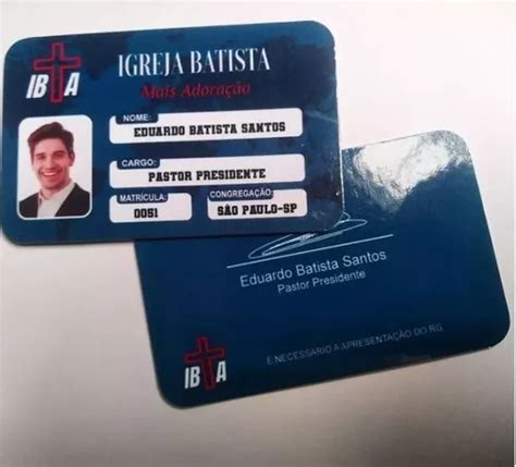 Carteirinha De Membro Pastor Igreja Evangelica Em Pvc 10 Und